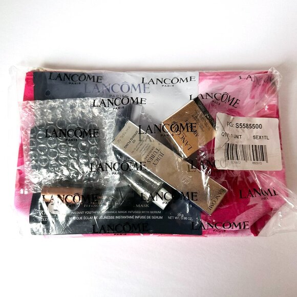 Lancome 7-Piece Skincare & Makeup Set with Floral Pouch FACTORY SEALED NWT - Picture 2 of 5